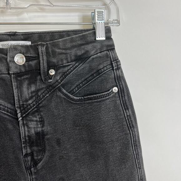 Good American Womens Good Curve Skinny Jeans Size 2 Black Denim Hi Rise Stretch - Picture 6 of 12